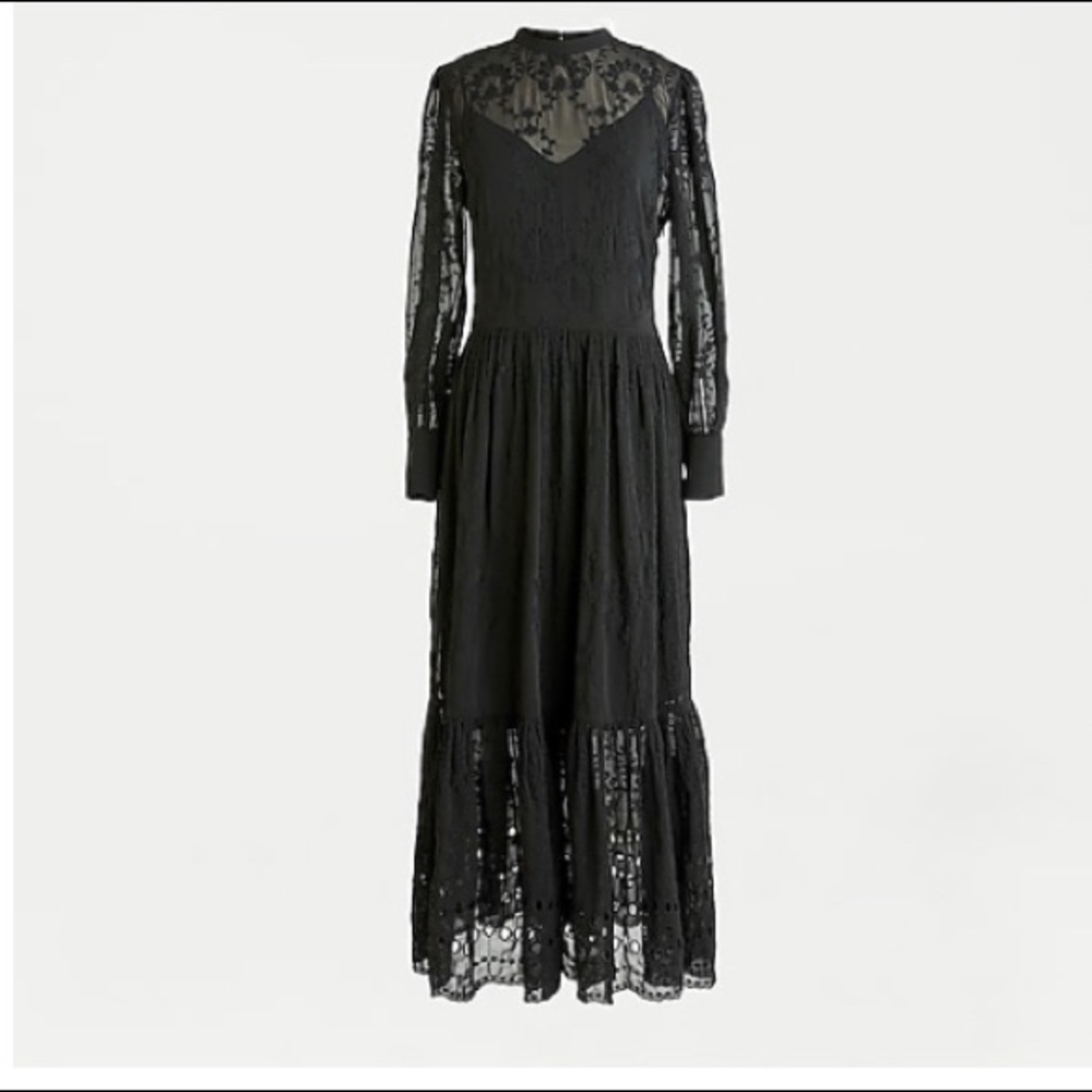 Jcrew Embroidered long-sleeve midi dress